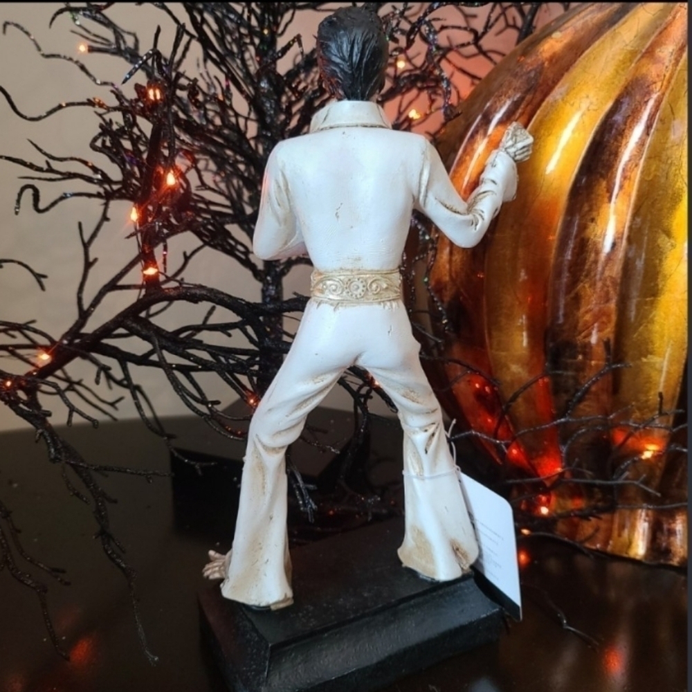 Skeleton Elvis Bone Figure Statue Tabletop Goth Decor Halloween Day Of Dead NEW - Picture 3 of 8